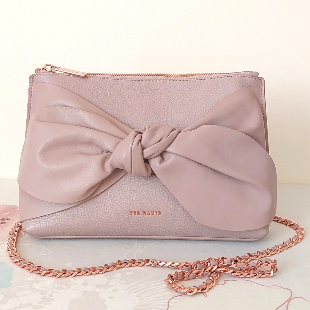 Ted Baker Bow Soft Pink Leather Crossbody Bag
